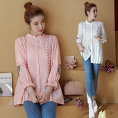 Γυναικείο πουκάμισο για έγκυος με κέντημα για την άνοιξη και το φθινόπωρο