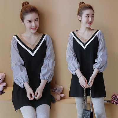 Tavaszi ing kismamáknak, V-nyakkal, két színben