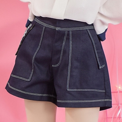 Pantaloni scurti de dama model lat cu talie inalta