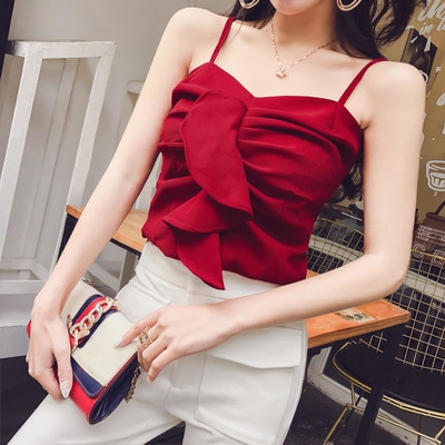 Maiou elegant pentru femei, subțire, în roșu