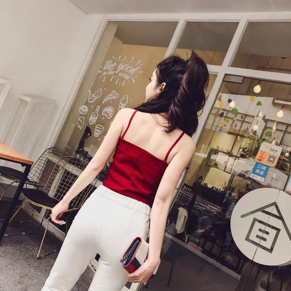 Maiou elegant pentru femei, subțire, în roșu