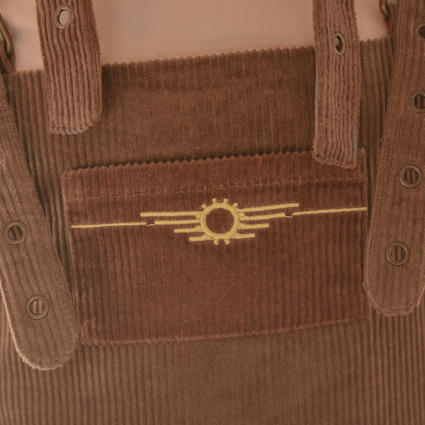 Salopeta dama model lat cu curele reglabile si broderie colorata