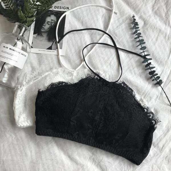 Bustiera de dama eleganta din dantela in alb si negru