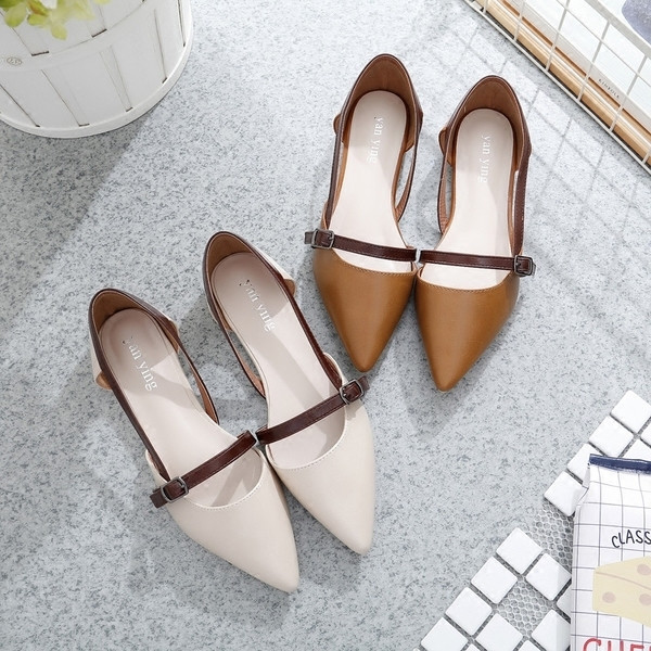 Mocasini de dama cu curea in doua culori, potriviti pentru utilizarea de zi cu zi