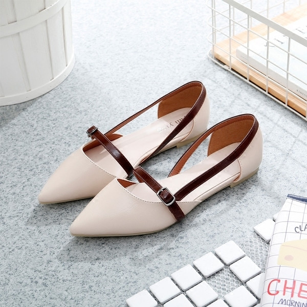 Mocasini de dama cu curea in doua culori, potriviti pentru utilizarea de zi cu zi