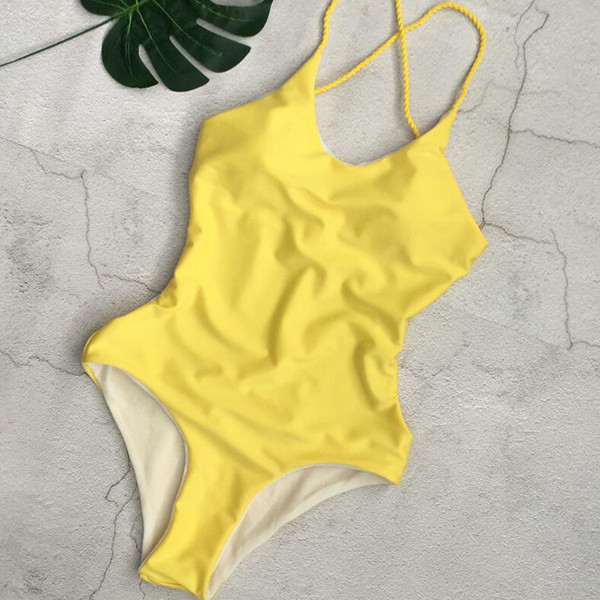 Costum de baie intreg in doua culori cu spatele gol si cravate