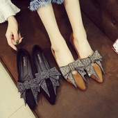 Mocasini de dama cu panglica cu margele