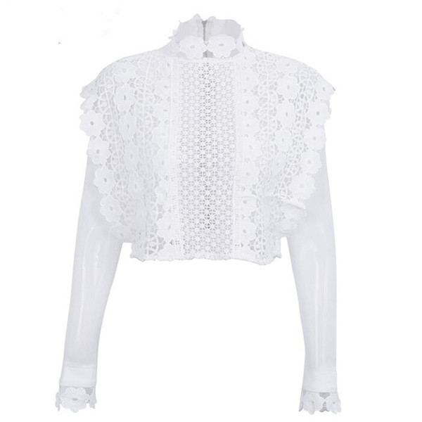 Bluză de damă elegantă din dantelă alb-negru