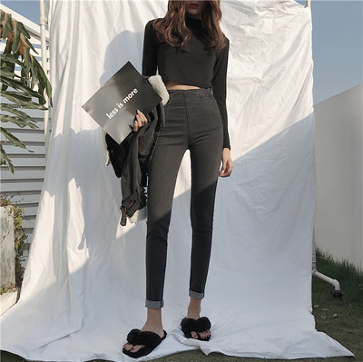 Pantaloni de damă simpli cu talie înaltă