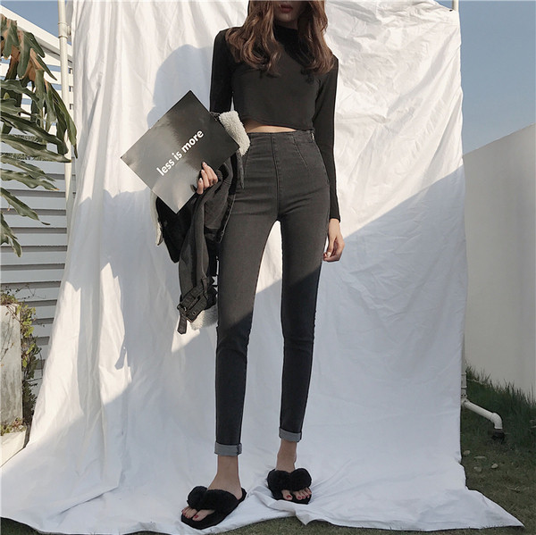 Pantaloni de damă simpli cu talie înaltă