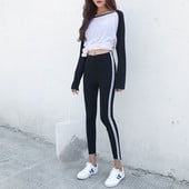 Jambiere sport de damă cu talie înaltă și cu margini