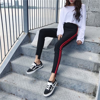 Jambiere sport de damă cu talie înaltă și cu margini