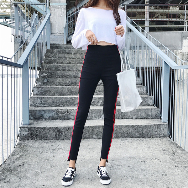 Jambiere sport de damă cu talie înaltă și cu margini