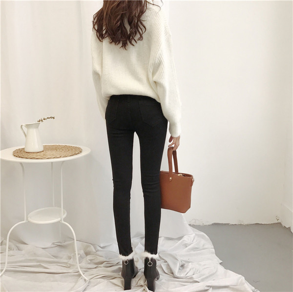 Pantaloni de dama cu talie inalta model slim cu puf