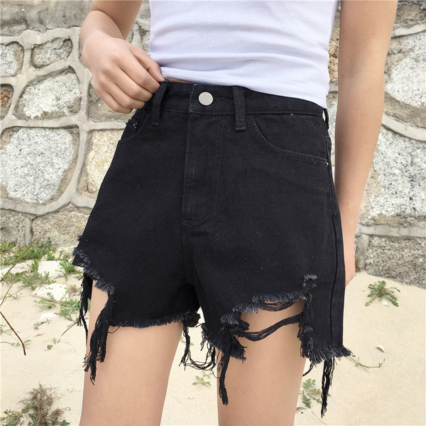 Pantaloni scurti de dama cu talie inalta si buzunare in doua culori