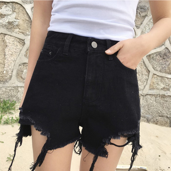 Pantaloni scurti de dama cu talie inalta si buzunare in doua culori