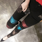 Pantaloni de dama sport-eleganti cu efect de culoare in negru