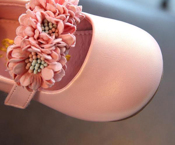 Sandale moderne pentru copii pentru fete cu motive florale roz si auriu