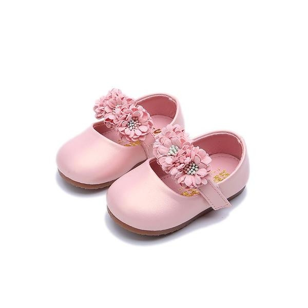 Sandale moderne pentru copii pentru fete cu motive florale roz si auriu