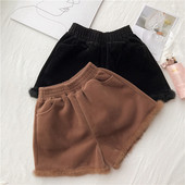 Pantaloni scurți moi de damă cu talie elastică și puf în două culori