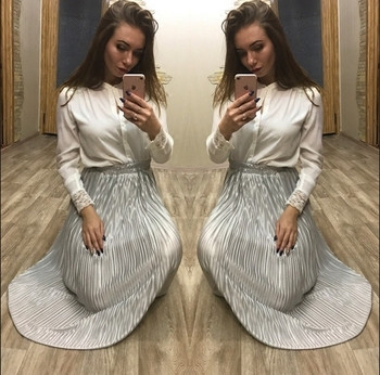 Fusta lunga plisata de dama in diferite culori cu talie elastica