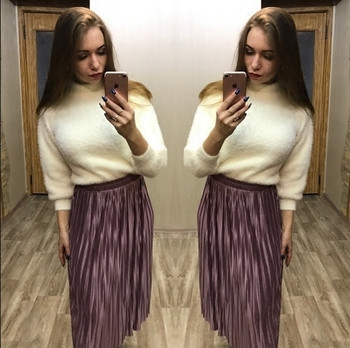 Fusta lunga plisata de dama in diferite culori cu talie elastica