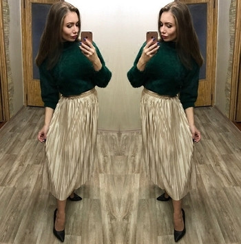 Fusta lunga plisata de dama in diferite culori cu talie elastica