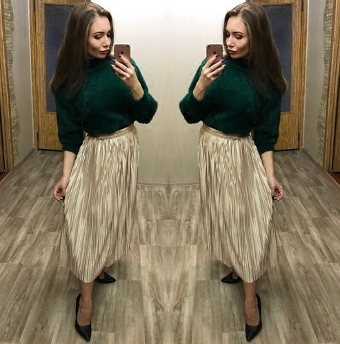 Fusta lunga plisata de dama in diferite culori cu talie elastica