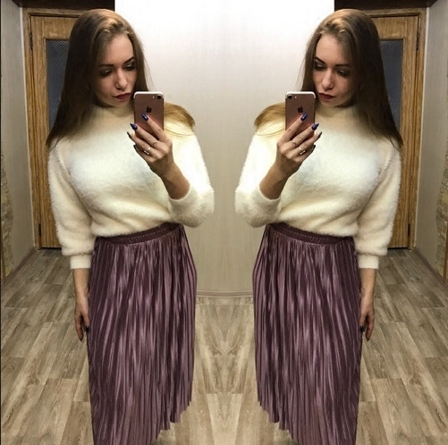 Fusta lunga plisata de dama in diferite culori cu talie elastica