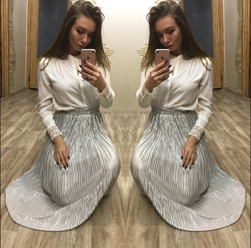 Fusta lunga plisata de dama in diferite culori cu talie elastica