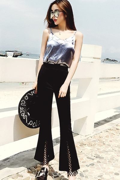 Pantaloni eleganti de dama cu talie inalta tip Charleston