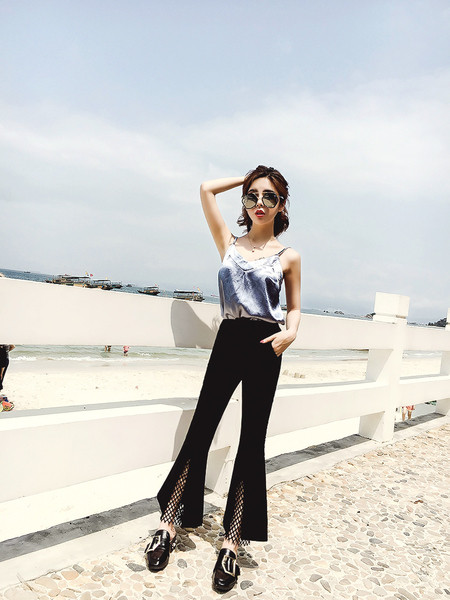 Pantaloni eleganti de dama cu talie inalta tip Charleston