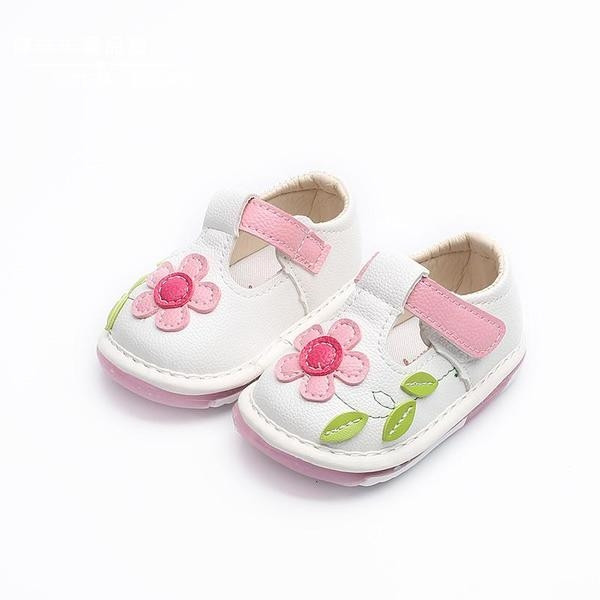 Sandale casual pentru copii pentru fete cu motiv floral in alb si roz