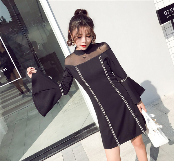 Елегантна дамска рокля в свободен стил с широки ръкави в черен цвят