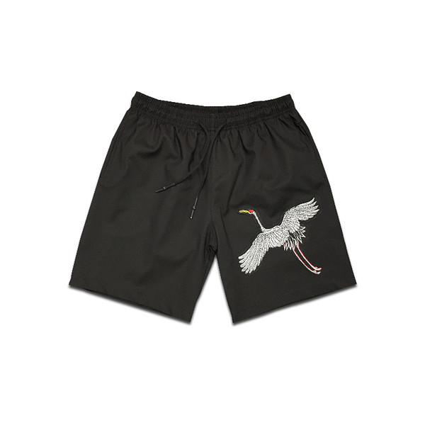 Мъжки къси панталони с метални елементи, надпис и цветна бродерия