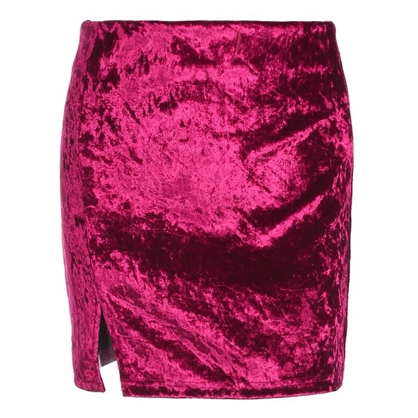 Дамска семпла пола с висока талия от кадифе