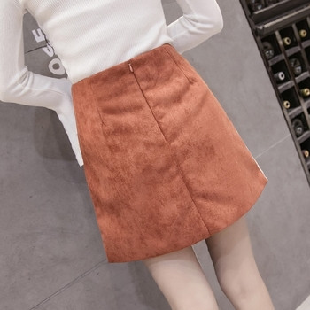 Елегантна дамска пола с висока талия с цветен мотив в два цвята