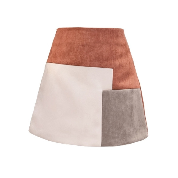 Елегантна дамска пола с висока талия с цветен мотив в два цвята