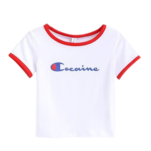 Bluză casual de damă cu mâneci scurte cu inscripție