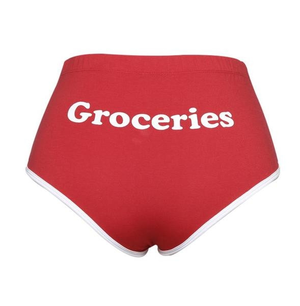 Много къси дамски панталони с висока талия и надпис