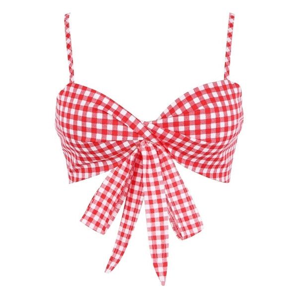 Модерен дамски кариран сутиен с тънки презрамки