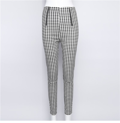Stílusos női kockás leggings magas derékkal és cipzárral