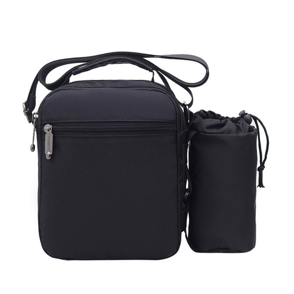 Geanta de barbati cu curea lunga si buzunar lateral in doua culori