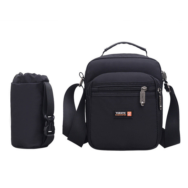 Geanta de barbati cu curea lunga si buzunar lateral in doua culori