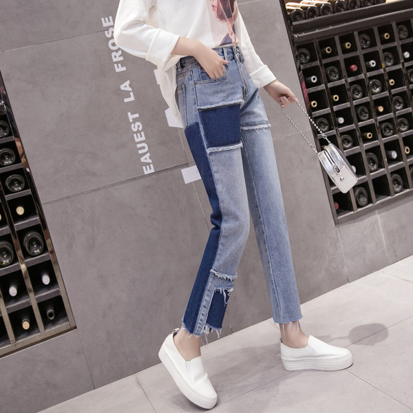 Модерни дамски изчистени дънки,подходящи за ежедневие 