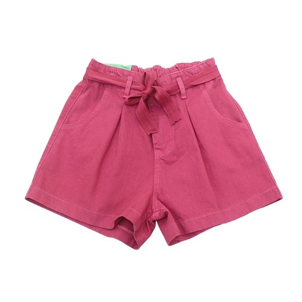 Стилни дамски къси панталони с джобове и колан в няколко цвята