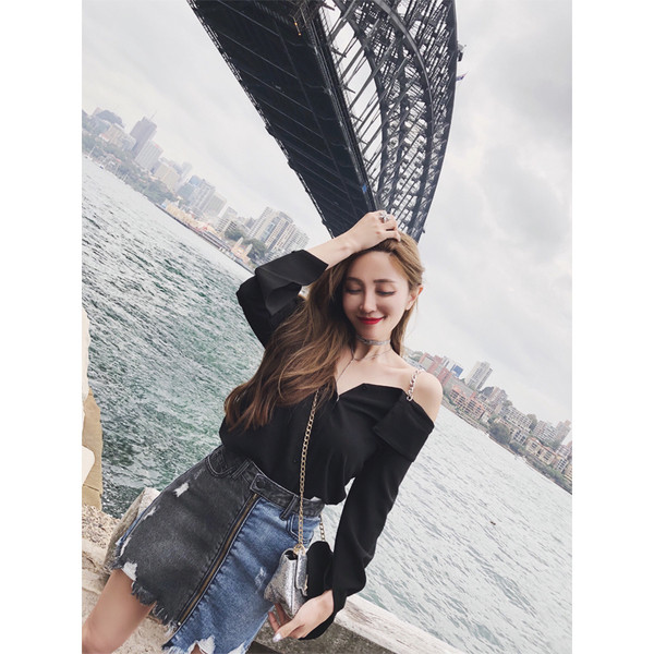 Модерна дамска пола с висока талия и декоративен цип в преливащ цвят