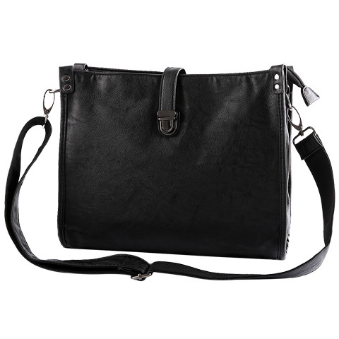 Мъжка чанта през рамо от еко кожа в черен цвят