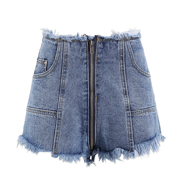 Модерни дамски къси панталони с дълъг преден цип в два цвята