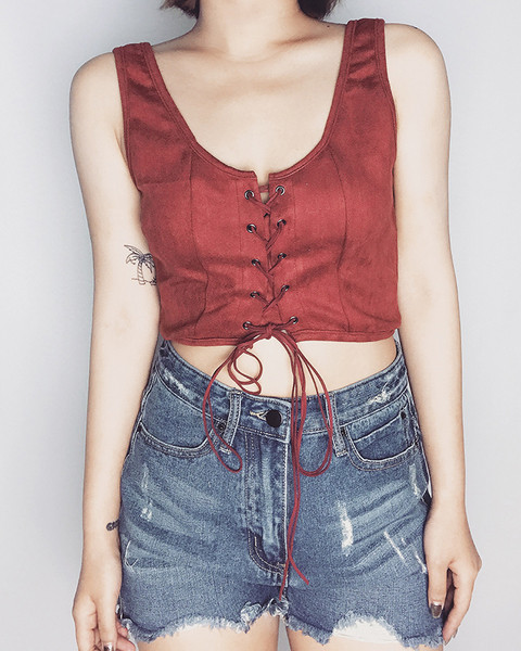 Стилен модерен дамски топ с връзки във два цвята